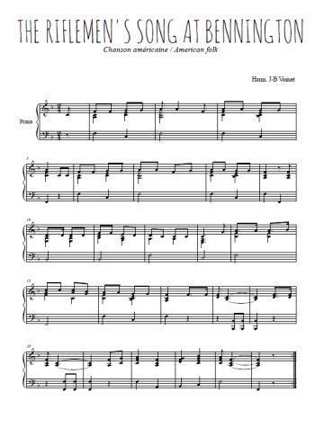 Téléchargez l'arrangement pour piano de la partition de The Riflemen's song at Bennington en PDF